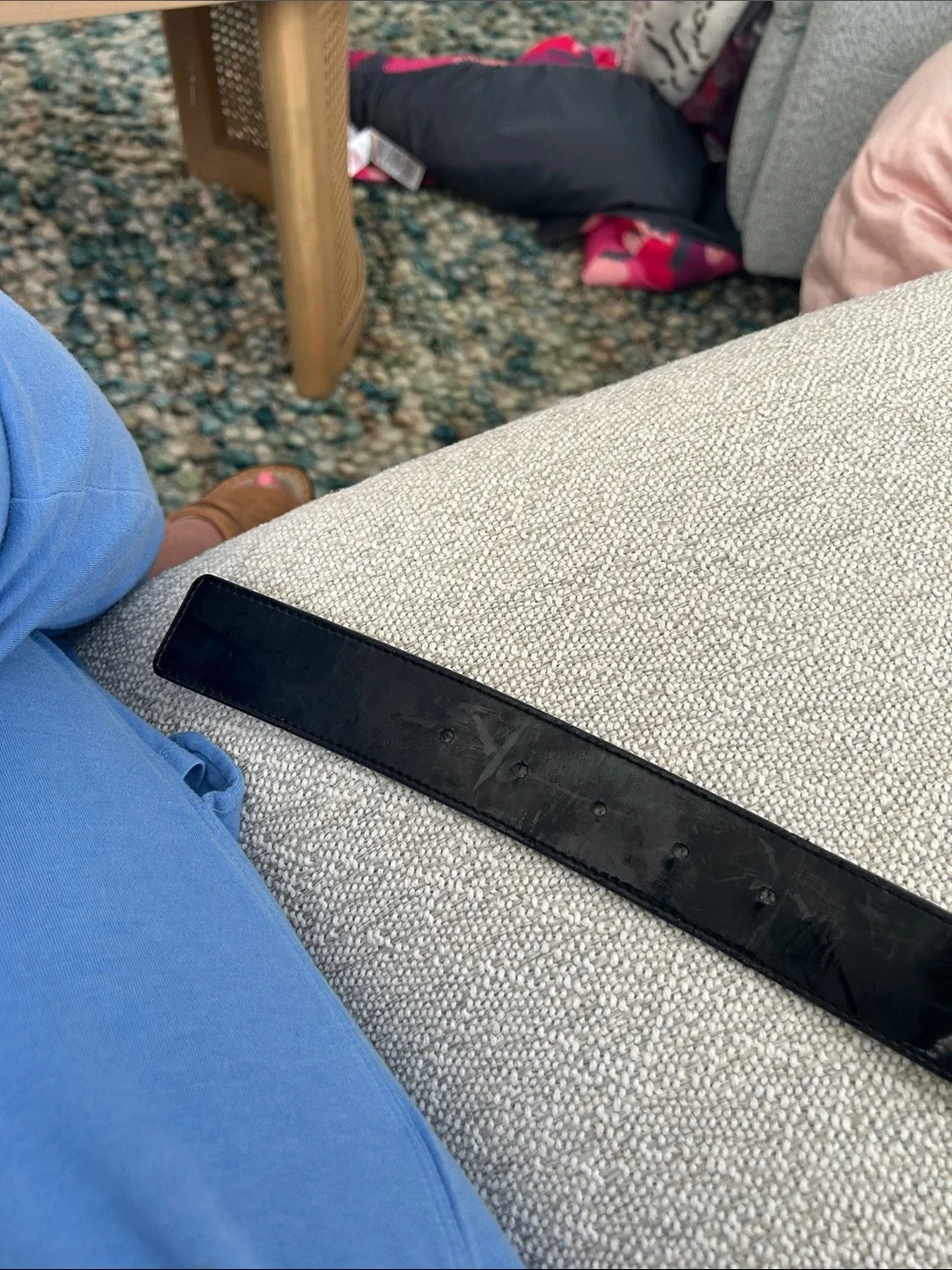 Woman’s  Black Patent Leather Belt with Square Buckle